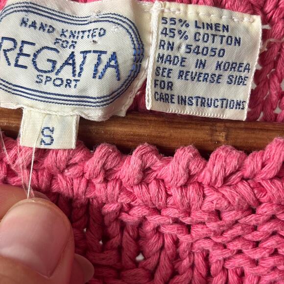 Vintage Regatta Sport Hand-Knitted Linen Cotton Tank –  (Size S) - Picture 3 of 4